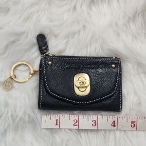 Juicy Couture Vintage Black Leather Keychain Wallet with Gold Accents
